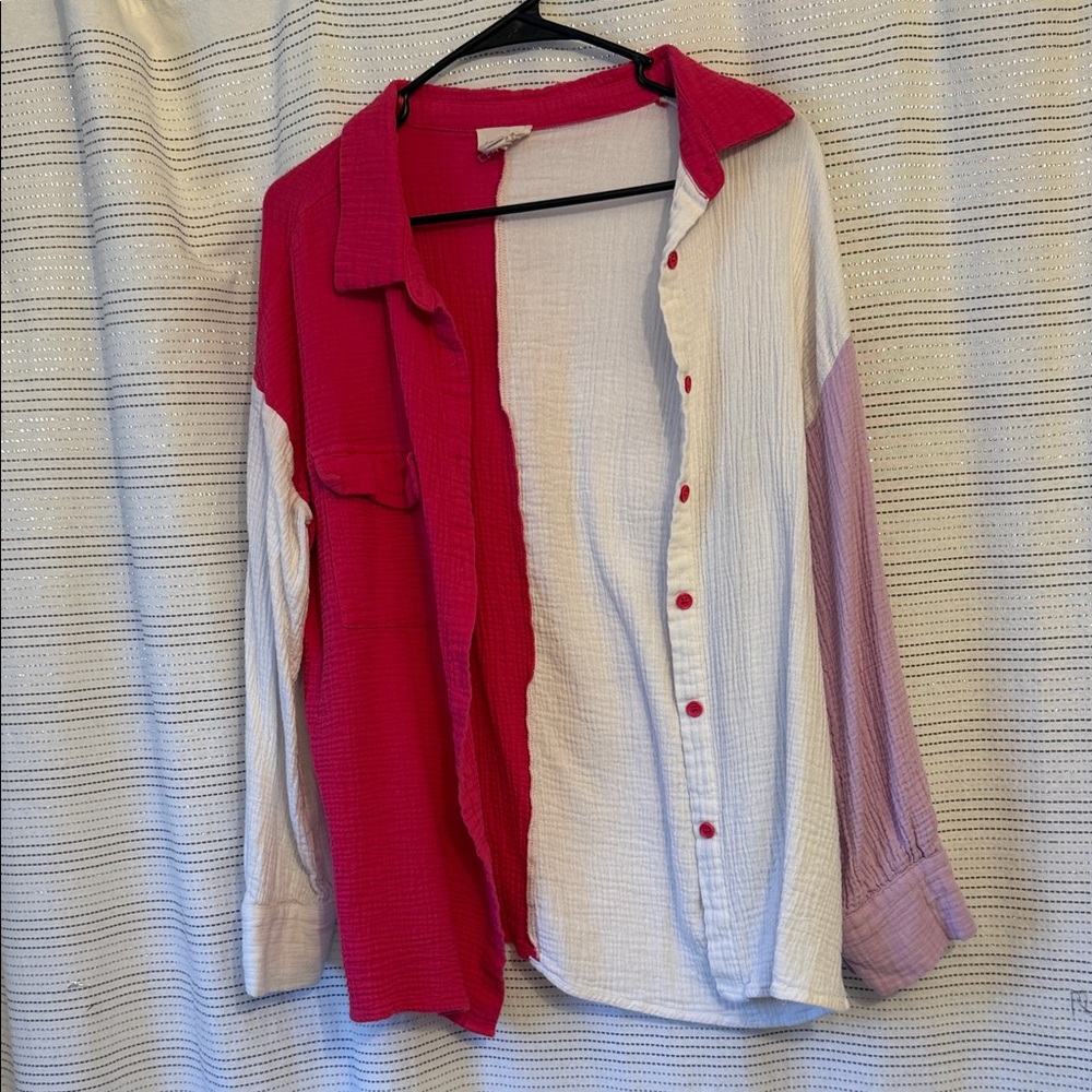 1.4.3. Story by Line Up Pink and White Button-Up Top